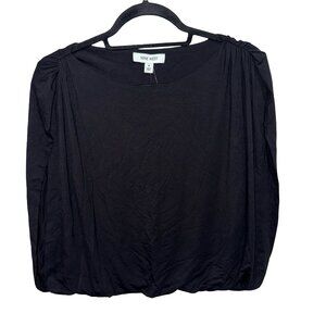Nine West Women's Black Drapped Sleeves Viscose/ Elastane Blouse Sz M NWT